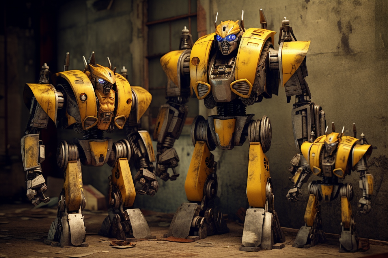 three yellow transformers